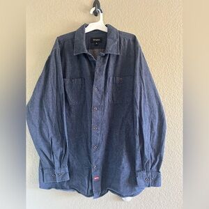 BRIXTON Men's BLAKE long sleeve Woven Shirt indigo blue size XL